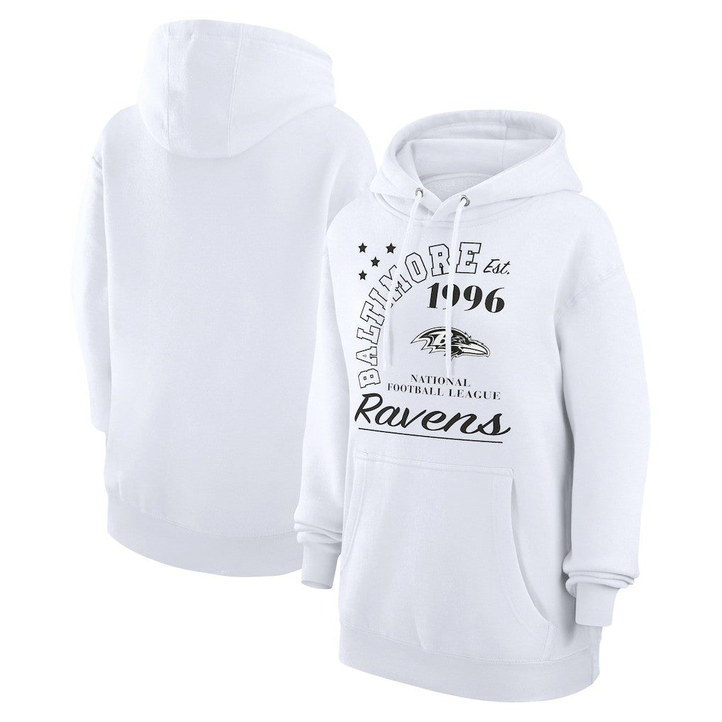 Baltimore Ravens Starter Unisex Arch Team Fleece Pullover Hoodie - White Hoodies