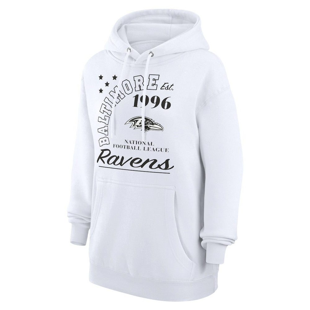 Baltimore Ravens Starter Unisex Arch Team Fleece Pullover Hoodie - White Hoodies