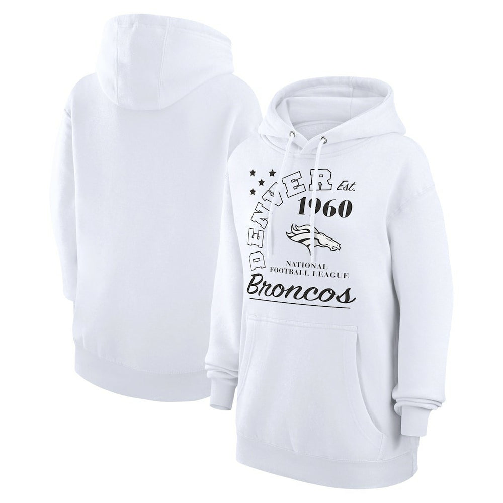 Denver Broncos Starter Unisex Arch Team Fleece Pullover Hoodie - White Hoodies