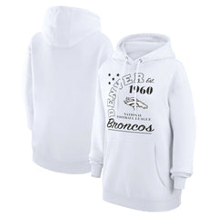 Denver Broncos Starter Unisex Arch Team Fleece Pullover Hoodie - White Hoodies
