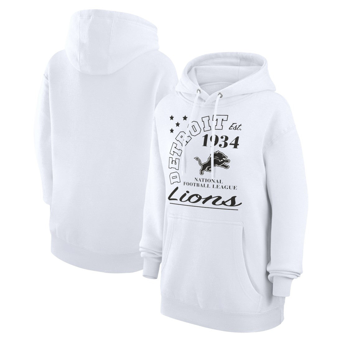 Detroit Lions Starter Unisex Arch Team Fleece Pullover Hoodie - White Hoodies