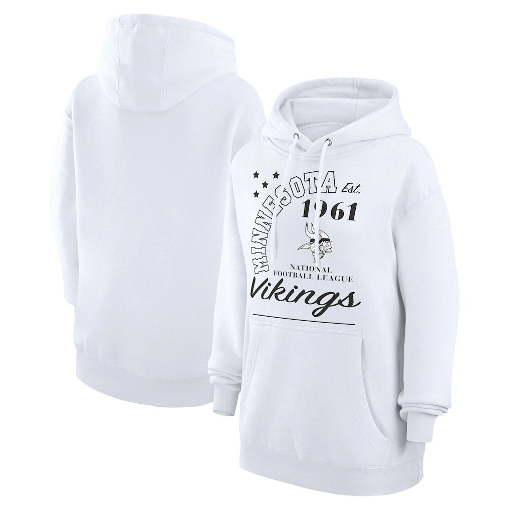 Minnesota Vikings Starter Unisex Arch Team Fleece Pullover Hoodie - White Hoodies