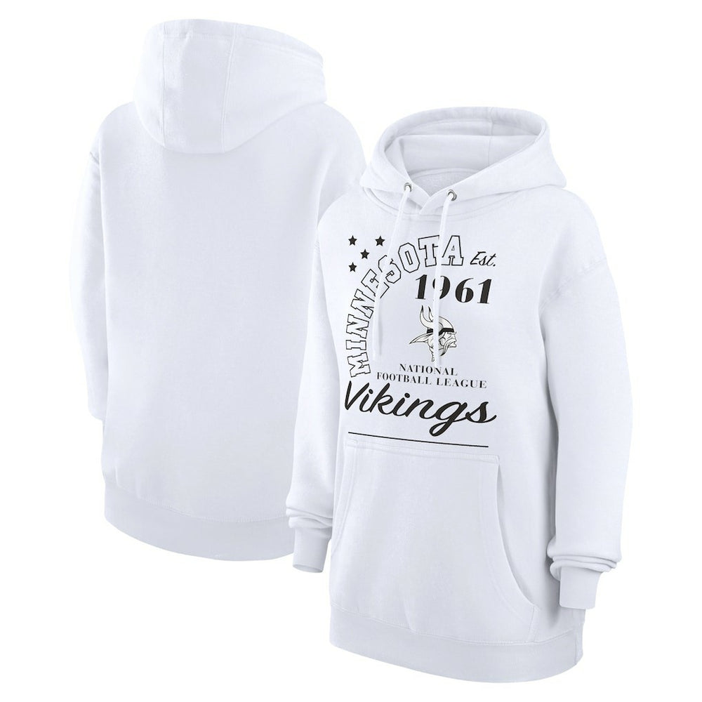 Minnesota Vikings Starter Unisex Arch Team Fleece Pullover Hoodie - White Hoodies