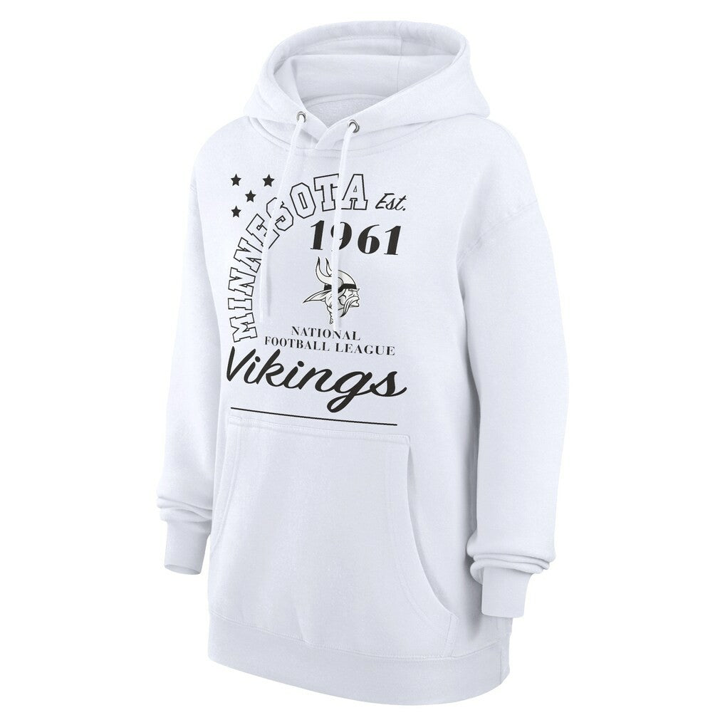 Minnesota Vikings Starter Unisex Arch Team Fleece Pullover Hoodie - White Hoodies