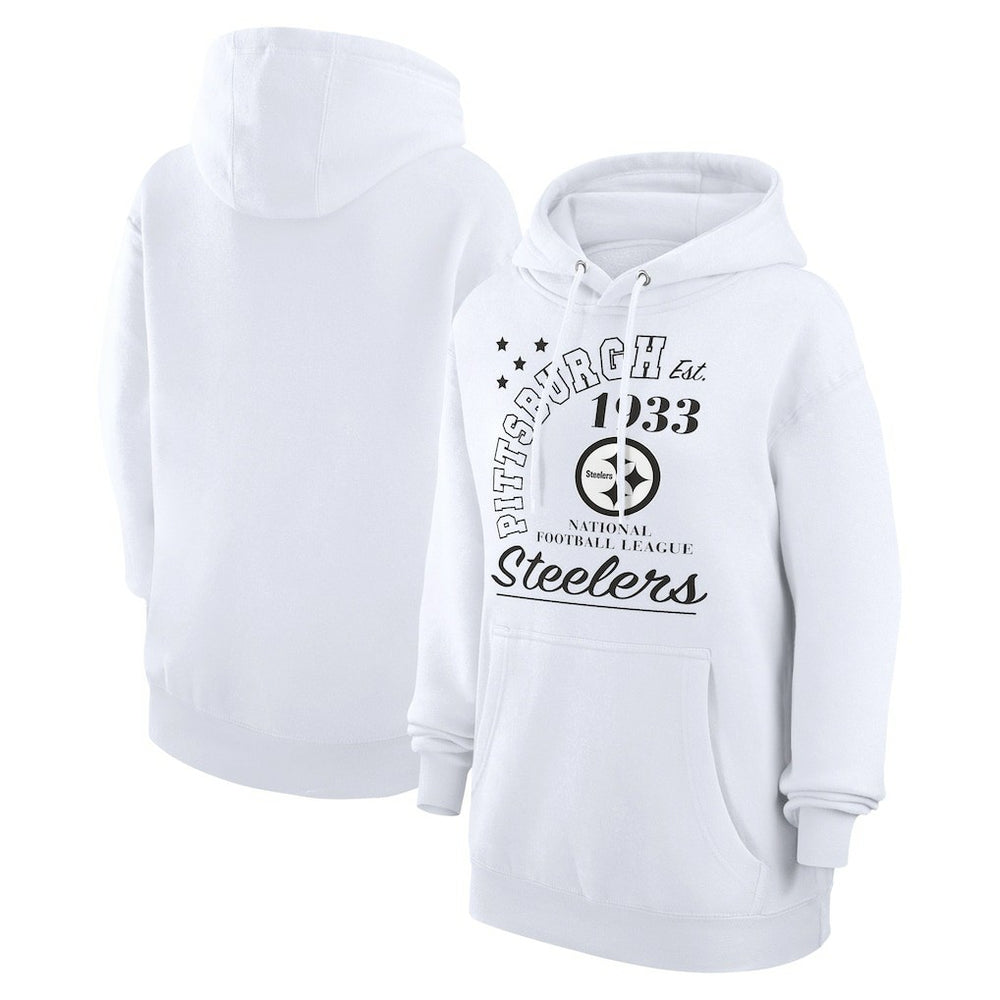 Pittsburgh Steelers Starter Unisex Arch Team Fleece Pullover Hoodie - White Hoodies