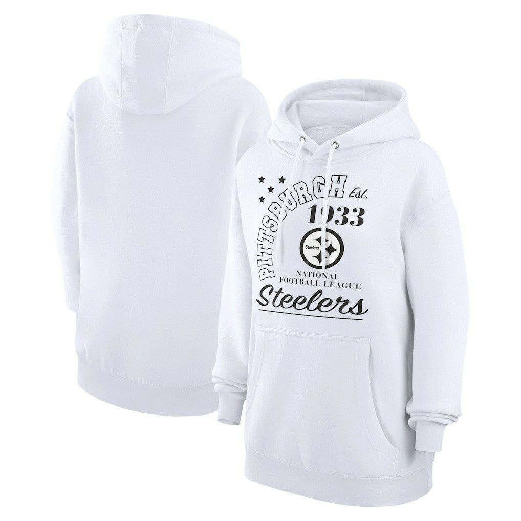Pittsburgh Steelers Starter Unisex Arch Team Fleece Pullover Hoodie - White Hoodies