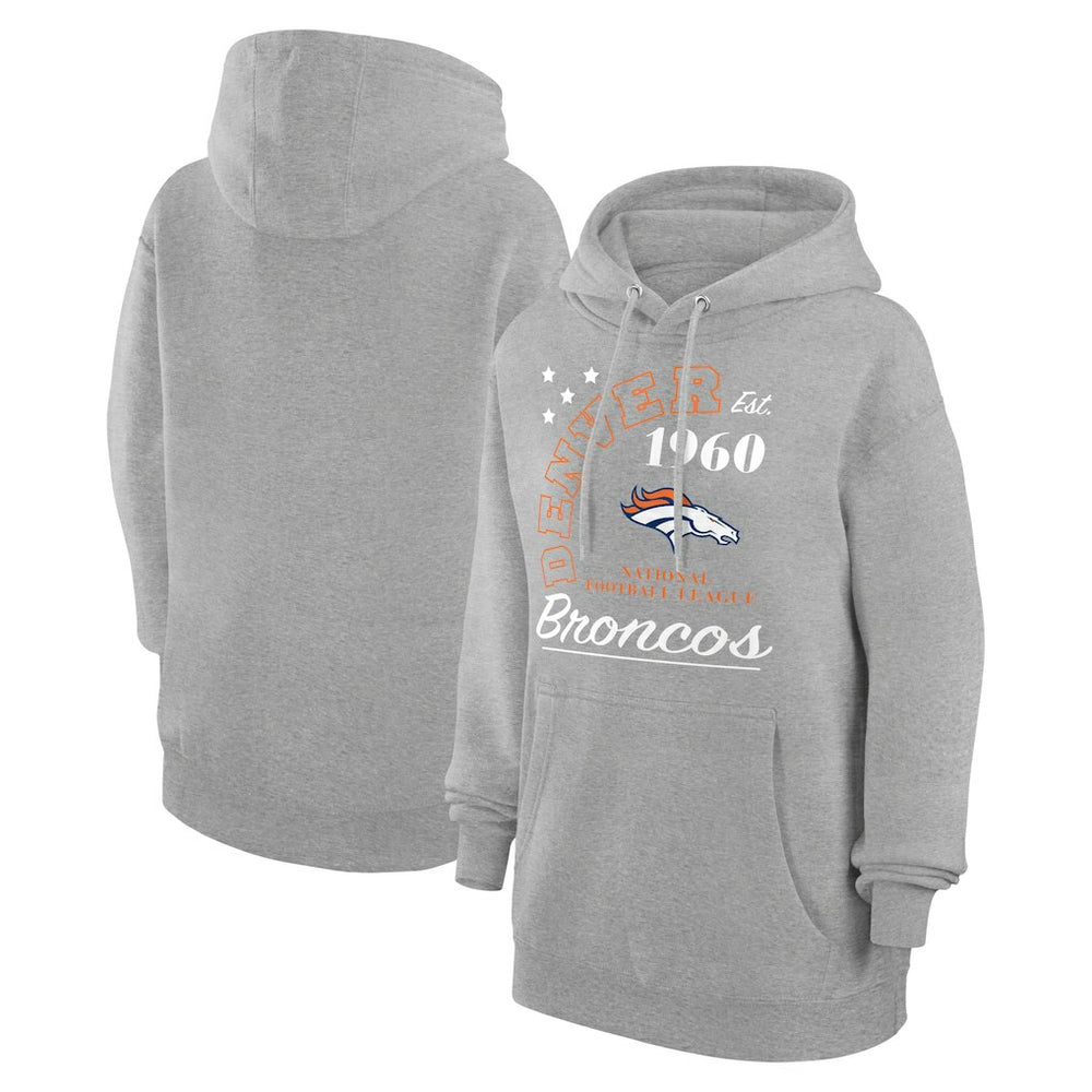 Denver Broncos Starter Unisex Arch Team Fleece Pullover Hoodie - Heather Gray Hoodies
