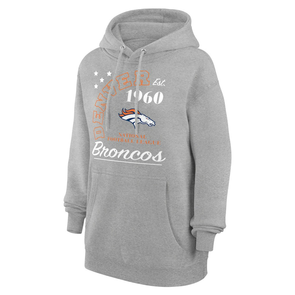 Denver Broncos Starter Unisex Arch Team Fleece Pullover Hoodie - Heather Gray Hoodies