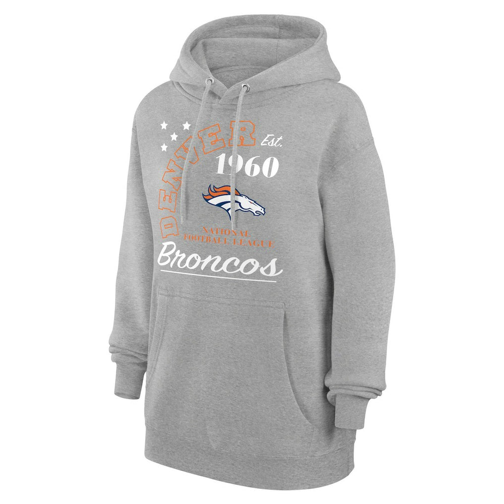 Denver Broncos Starter Unisex Arch Team Fleece Pullover Hoodie - Heather Gray Hoodies