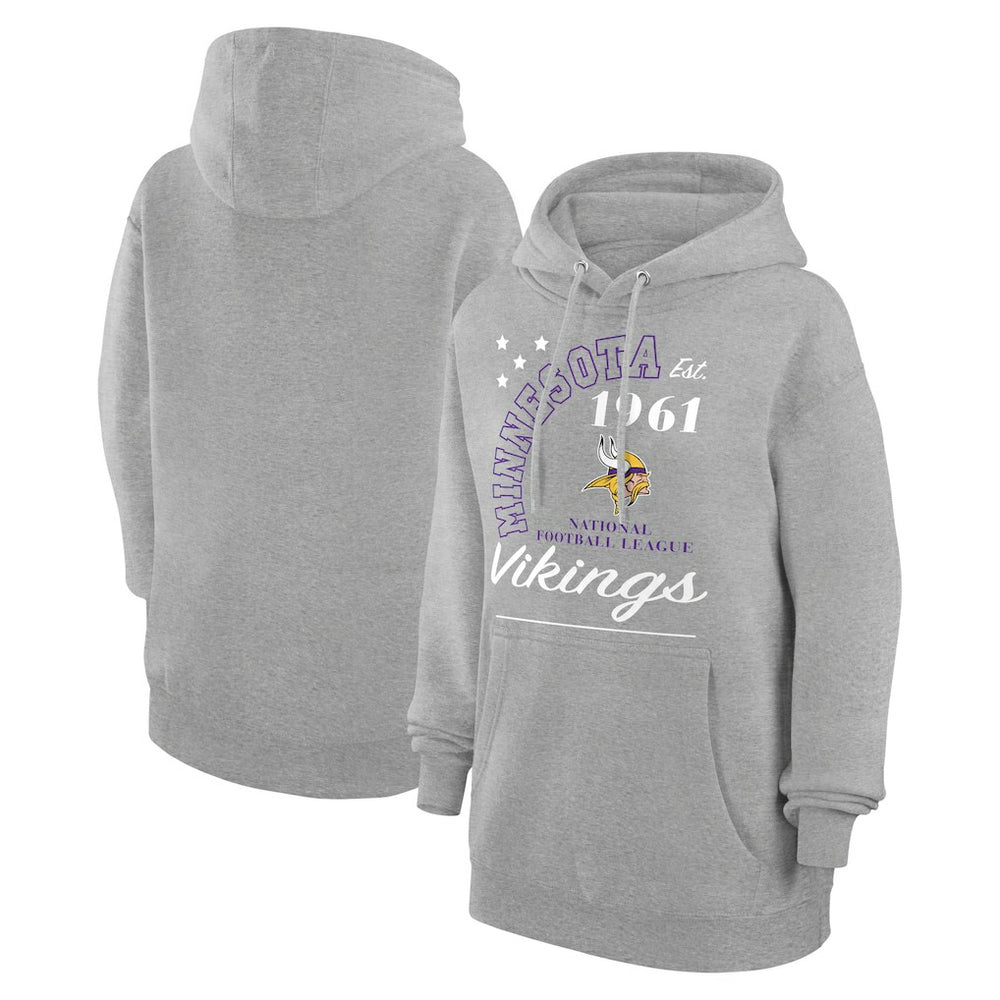 Minnesota Vikings Starter Unisex Arch Team Fleece Pullover Hoodie - Heather Gray Hoodies