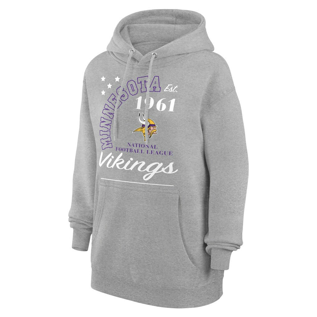 Minnesota Vikings Starter Unisex Arch Team Fleece Pullover Hoodie - Heather Gray Hoodies