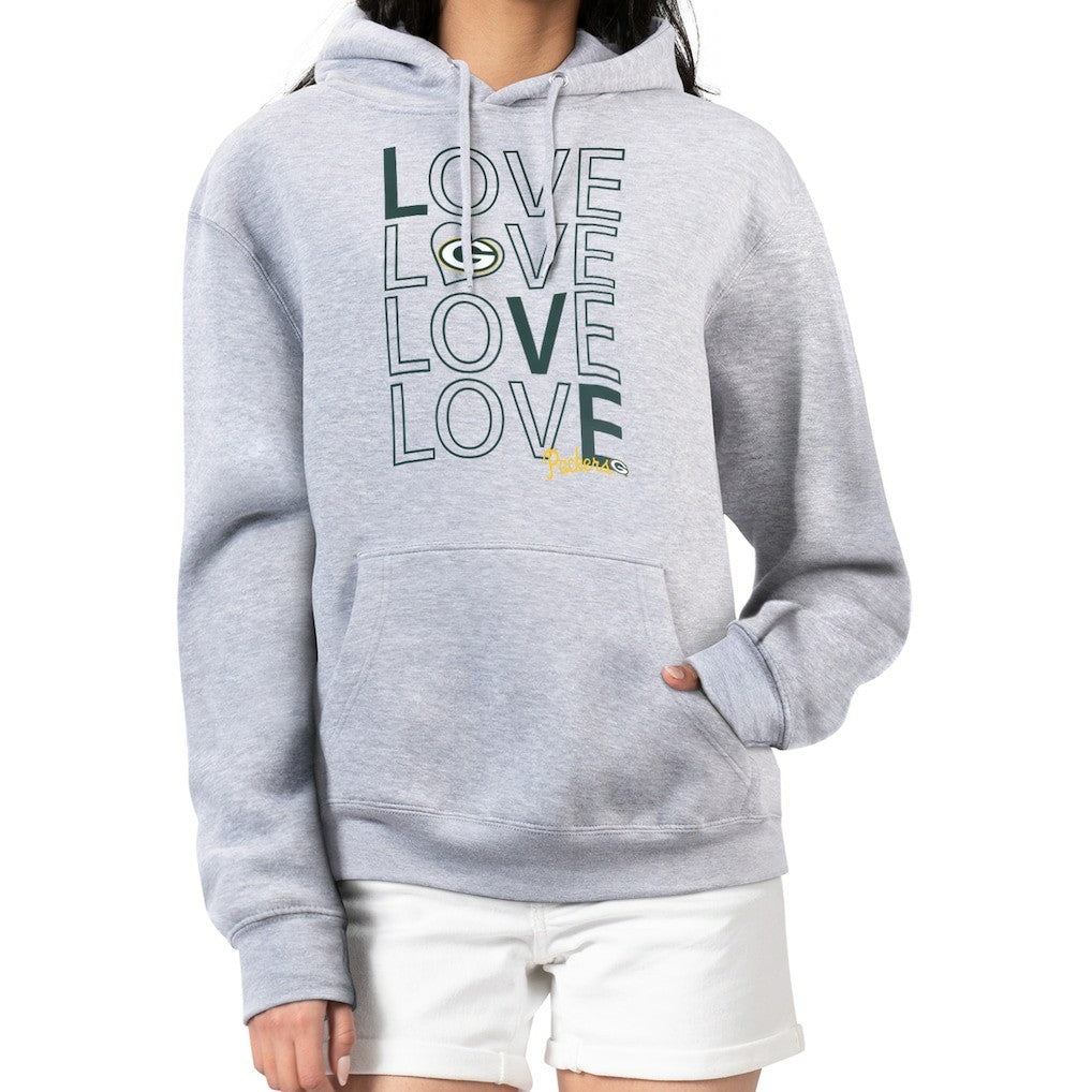 Green Bay Packers G-III 4Her by Carl Banks Women's Love Graphic Pullover Hoodie - Heather Gray Hoodies