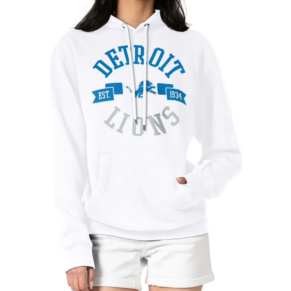 Detroit Lions G-III 4Her by Carl Banks Women's City Graphic Team Fleece Pullover Hoodie - White Hoodies