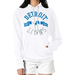 Detroit Lions G-III 4Her by Carl Banks Women's City Graphic Team Fleece Pullover Hoodie - White Hoodies