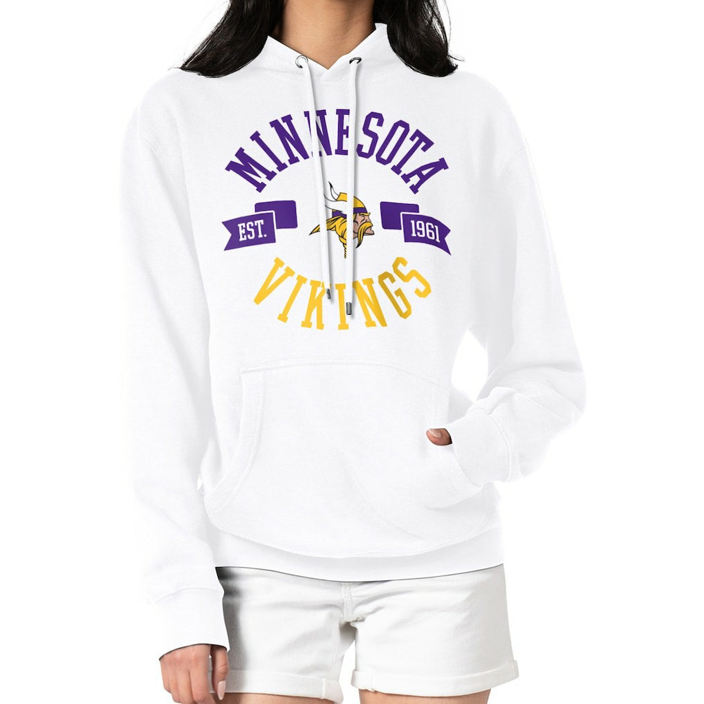 Minnesota Vikings G-III 4Her by Carl Banks Women's City Graphic Team Fleece Pullover Hoodie - White Hoodies