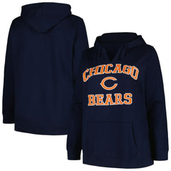 Chicago Bears Women's Plus Size Heart and Soul V-Neck Pullover Hoodie - Navy Hoodies