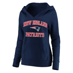 New England Patriots Women's Plus Size Heart and Soul V-Neck Pullover Hoodie - Navy Hoodies