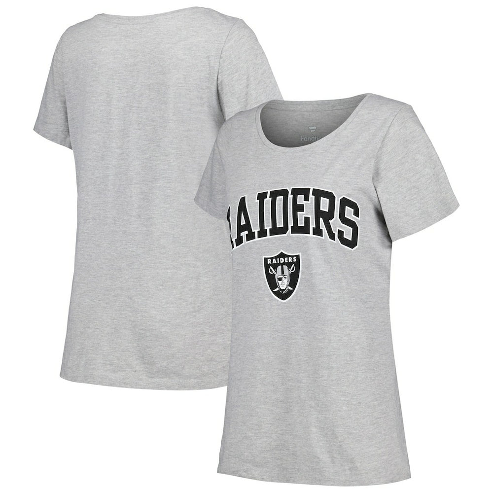 Las Vegas Raiders Women's Plus Size Arch Over Logo T-Shirt - Heather Gray T-shirts