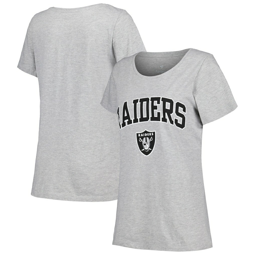 Las Vegas Raiders Women's Plus Size Arch Over Logo T-Shirt - Heather Gray T-shirts