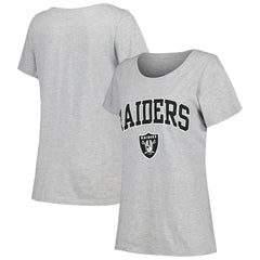 Las Vegas Raiders Women's Plus Size Arch Over Logo T-Shirt - Heather Gray T-shirts