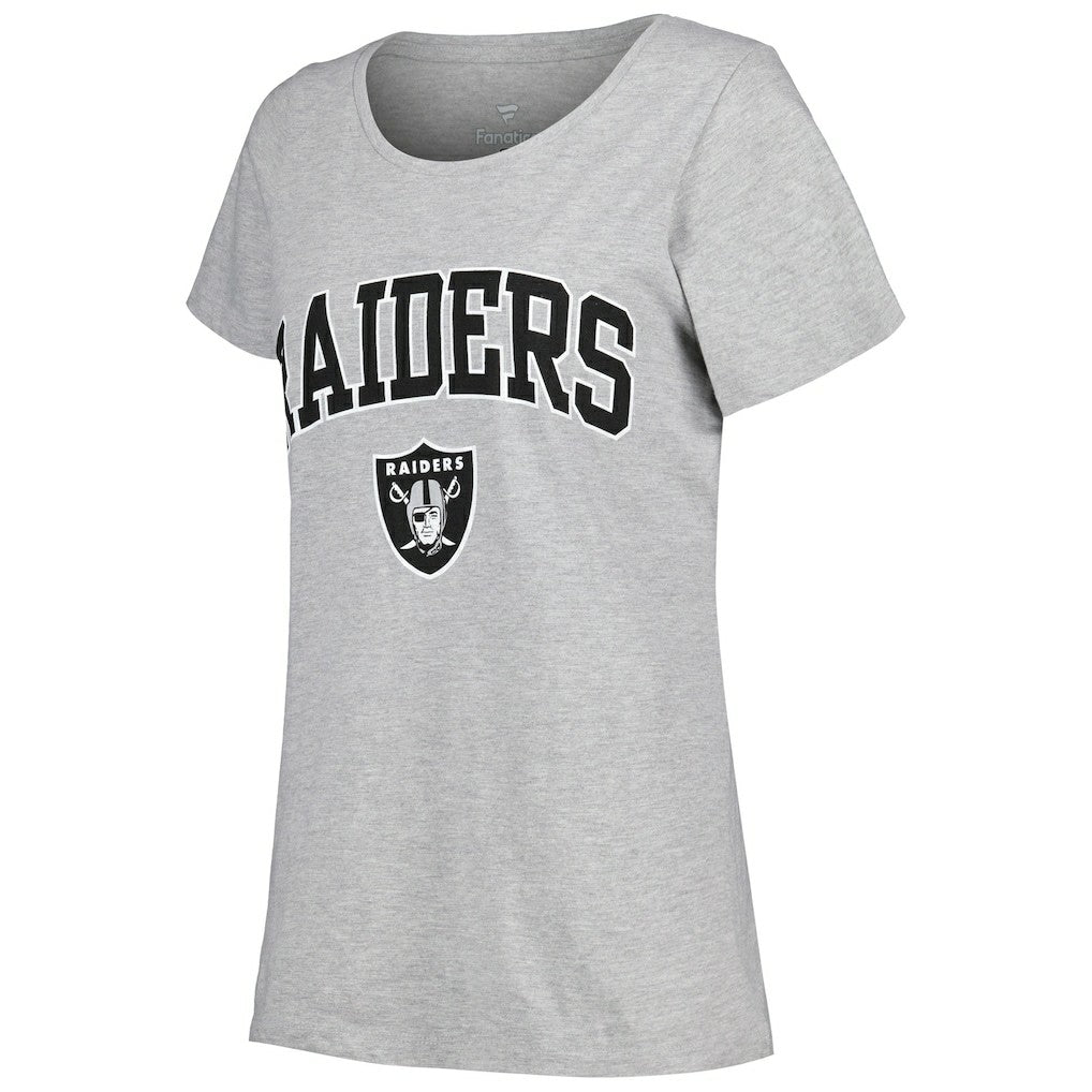Las Vegas Raiders Women's Plus Size Arch Over Logo T-Shirt - Heather Gray T-shirts