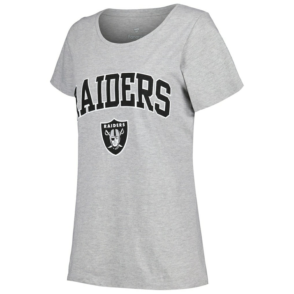 Las Vegas Raiders Women's Plus Size Arch Over Logo T-Shirt - Heather Gray T-shirts