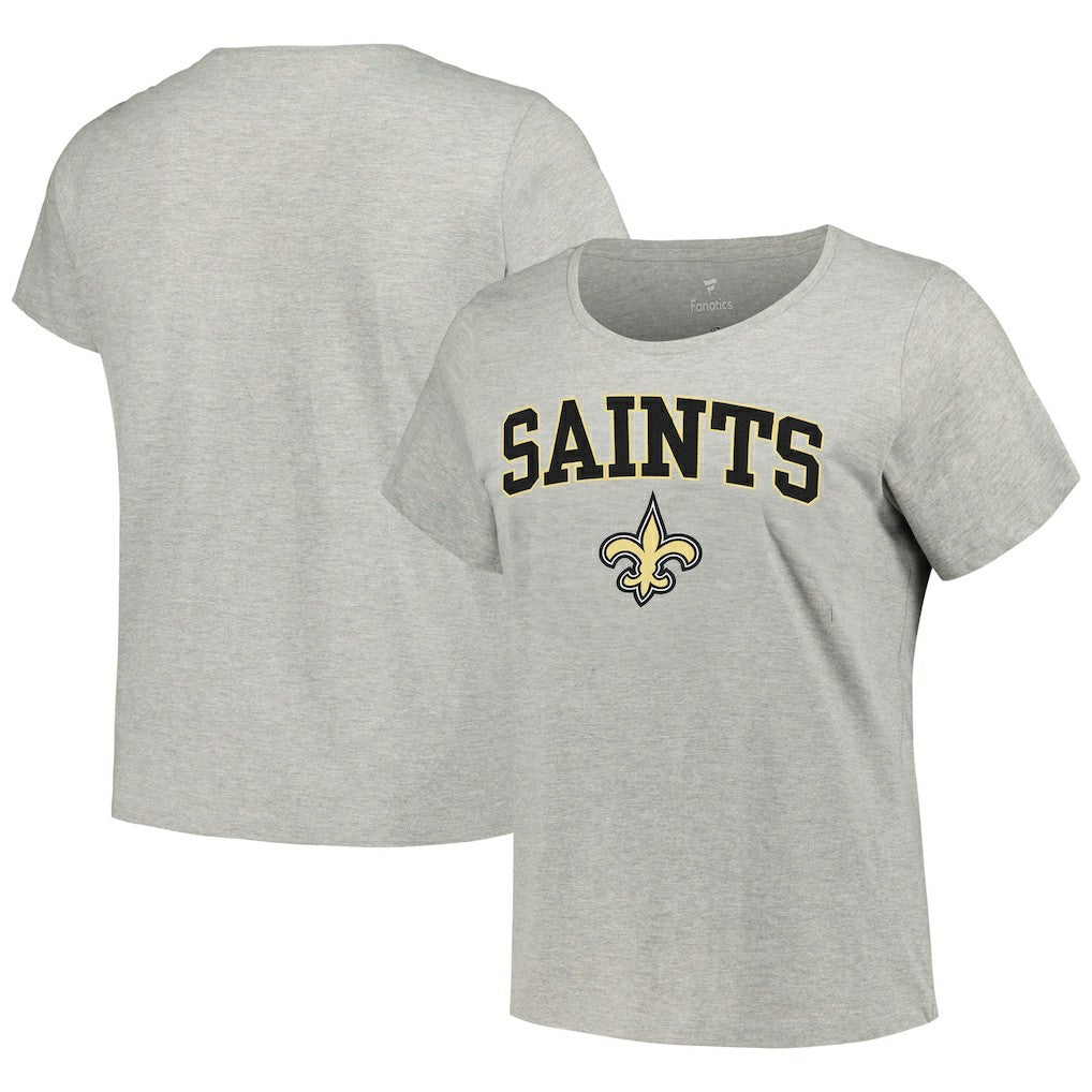 New Orleans Saints Women's Plus Size Arch Over Logo T-Shirt - Heather Gray T-shirts