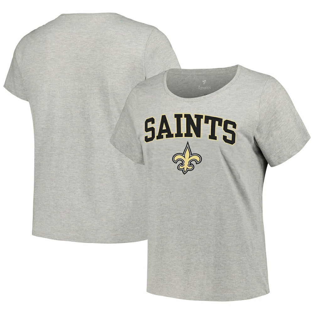 New Orleans Saints Women's Plus Size Arch Over Logo T-Shirt - Heather Gray T-shirts