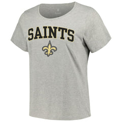 New Orleans Saints Women's Plus Size Arch Over Logo T-Shirt - Heather Gray T-shirts