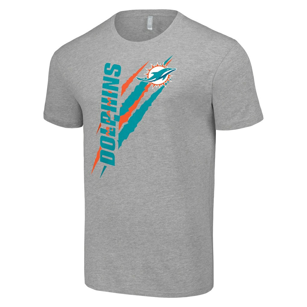 Miami Dolphins Starter Color Scratch T-Shirt - Heather Gray T-shirts