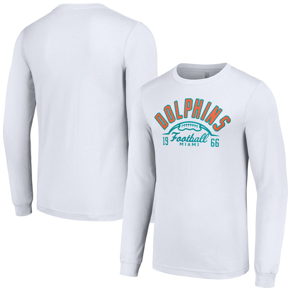 Miami Dolphins Starter Half Ball Team Long Sleeve T-Shirt - White T-shirts
