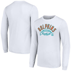 Miami Dolphins Starter Half Ball Team Long Sleeve T-Shirt - White T-shirts