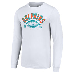 Miami Dolphins Starter Half Ball Team Long Sleeve T-Shirt - White T-shirts