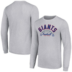 New York Giants Starter Half Ball Team Long Sleeve T-Shirt - Heather Gray T-shirts