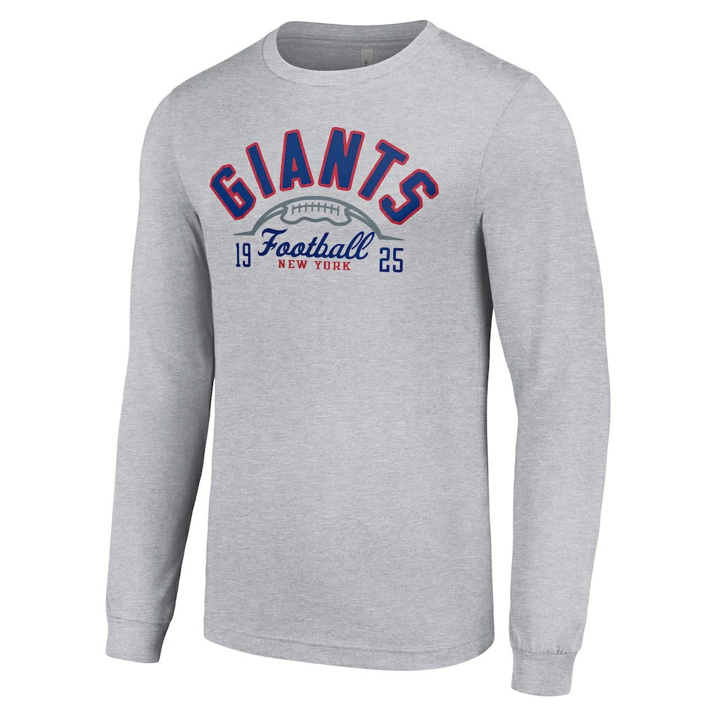 New York Giants Starter Half Ball Team Long Sleeve T-Shirt - Heather Gray T-shirts