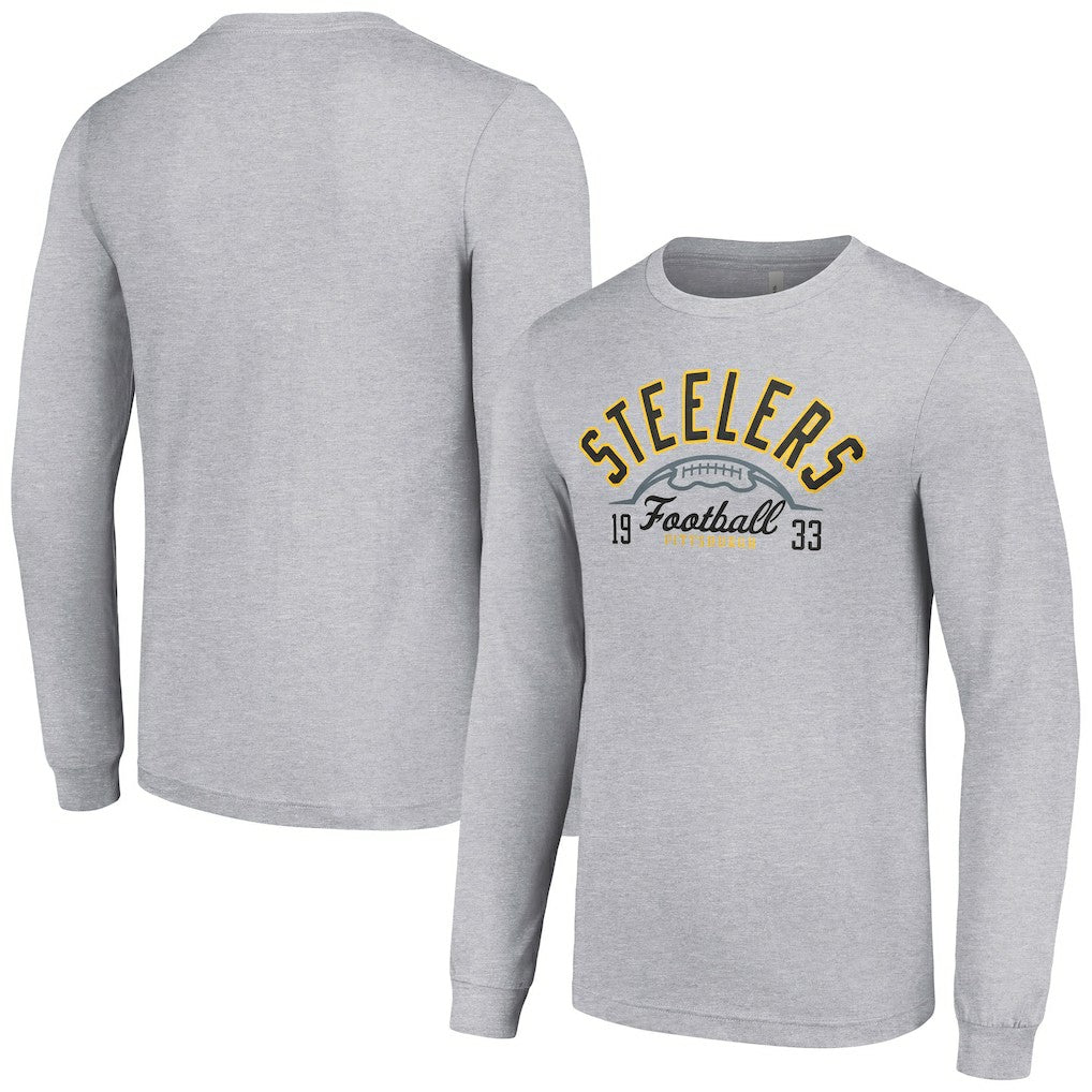 Pittsburgh Steelers Starter Half Ball Team Long Sleeve T-Shirt - Heather Gray T-shirts