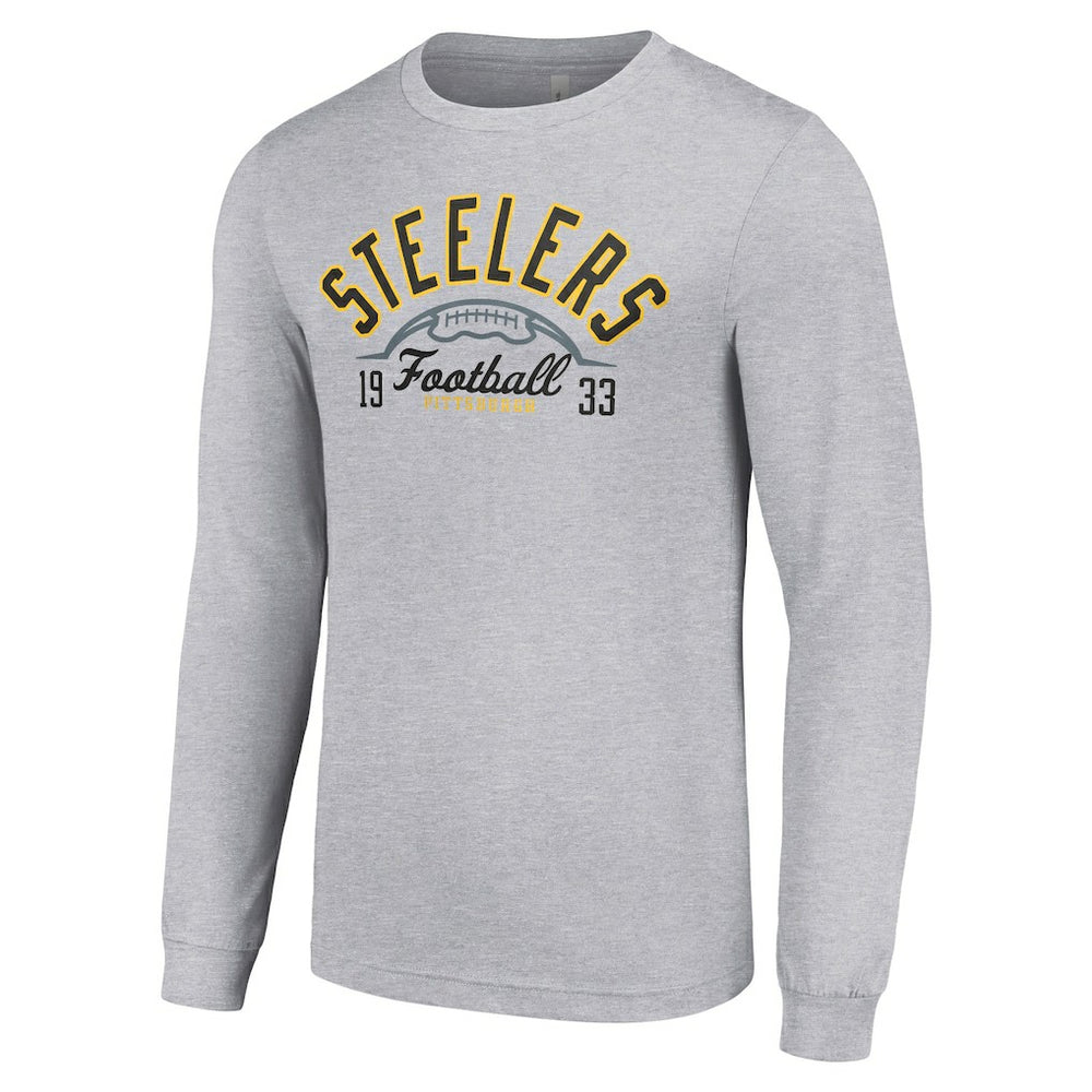 Pittsburgh Steelers Starter Half Ball Team Long Sleeve T-Shirt - Heather Gray T-shirts