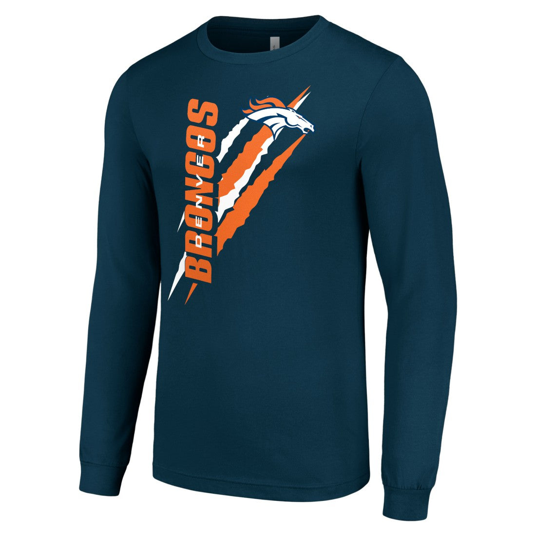 Denver Broncos Starter Color Scratch Long Sleeve T-Shirt - Navy T-shirts