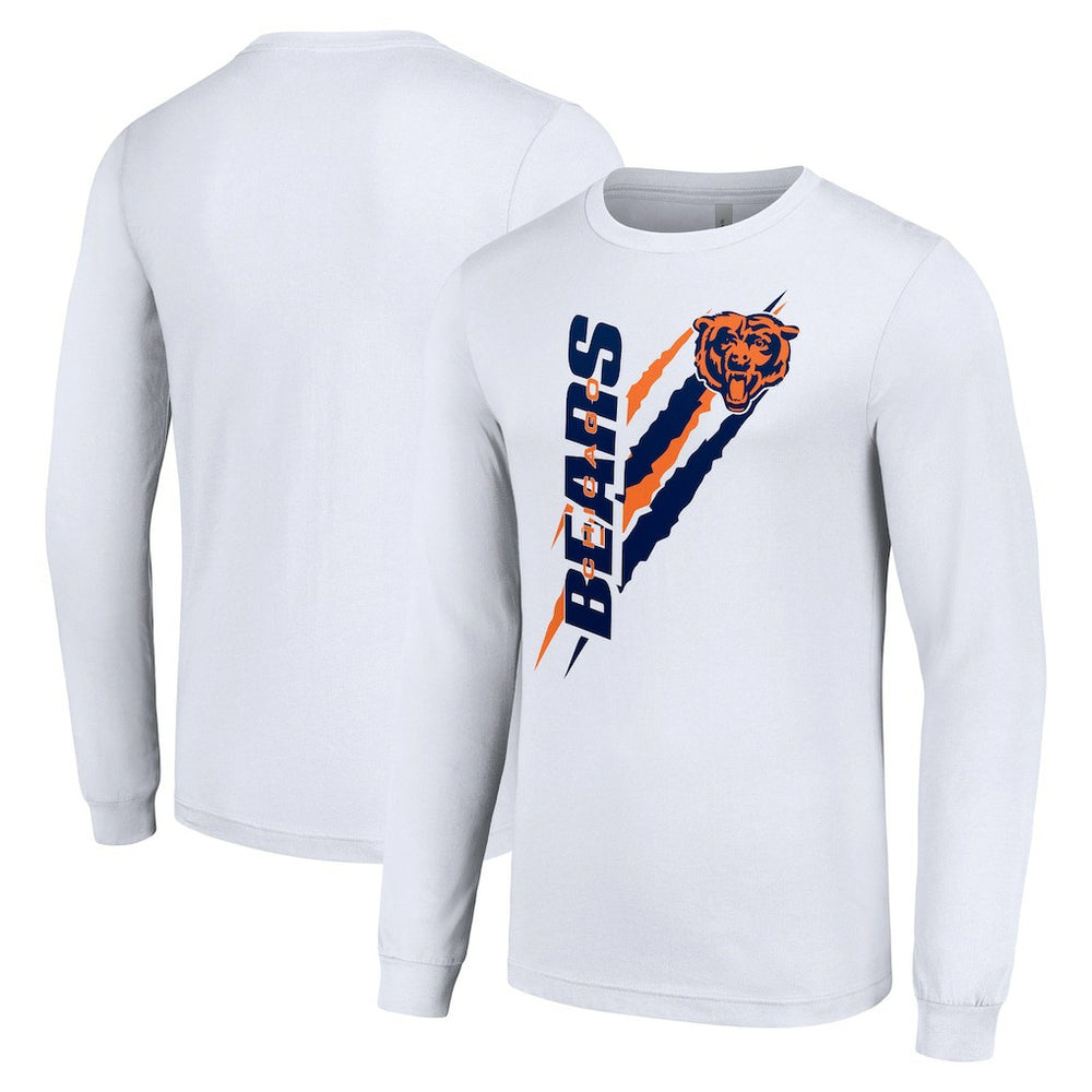 Chicago Bears Starter Color Scratch Long Sleeve T-Shirt - White T-shirts