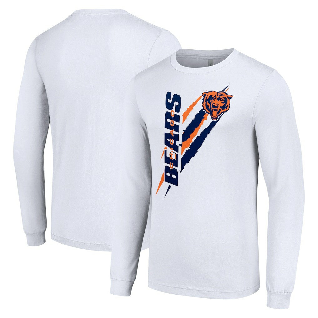 Chicago Bears Starter Color Scratch Long Sleeve T-Shirt - White T-shirts