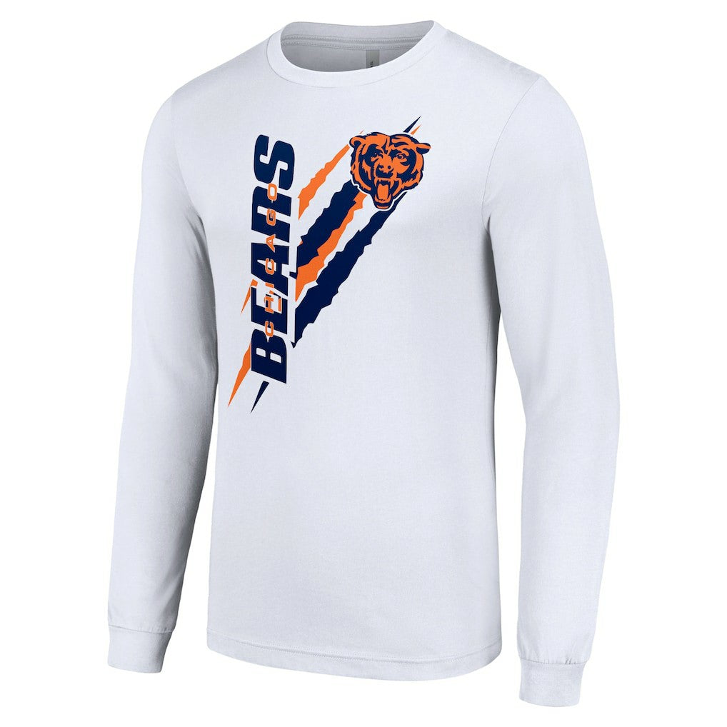 Chicago Bears Starter Color Scratch Long Sleeve T-Shirt - White T-shirts