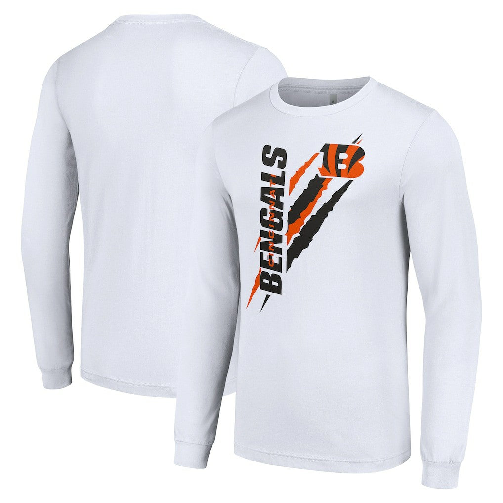Cincinnati Bengals Starter Color Scratch Long Sleeve T-Shirt - White T-shirts