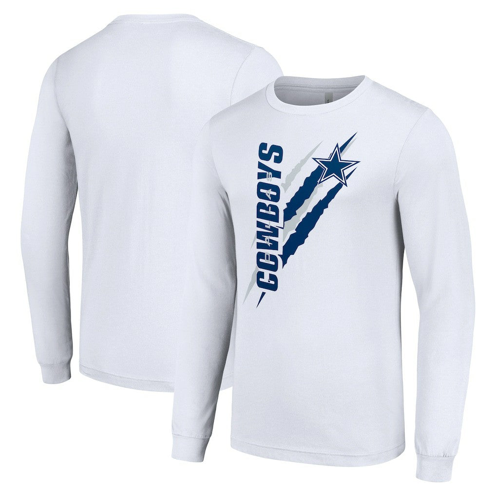 Dallas Cowboys Starter Color Scratch Long Sleeve T-Shirt - White T-shirts