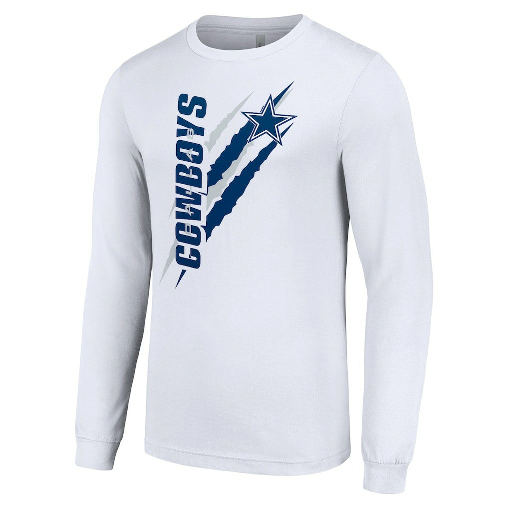 Dallas Cowboys Starter Color Scratch Long Sleeve T-Shirt - White T-shirts