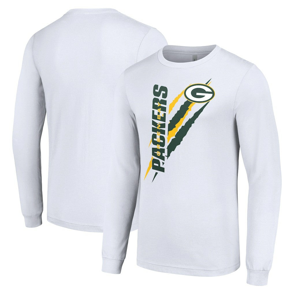 Green Bay Packers Starter Color Scratch Long Sleeve T-Shirt - White T-shirts
