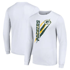 Green Bay Packers Starter Color Scratch Long Sleeve T-Shirt - White T-shirts