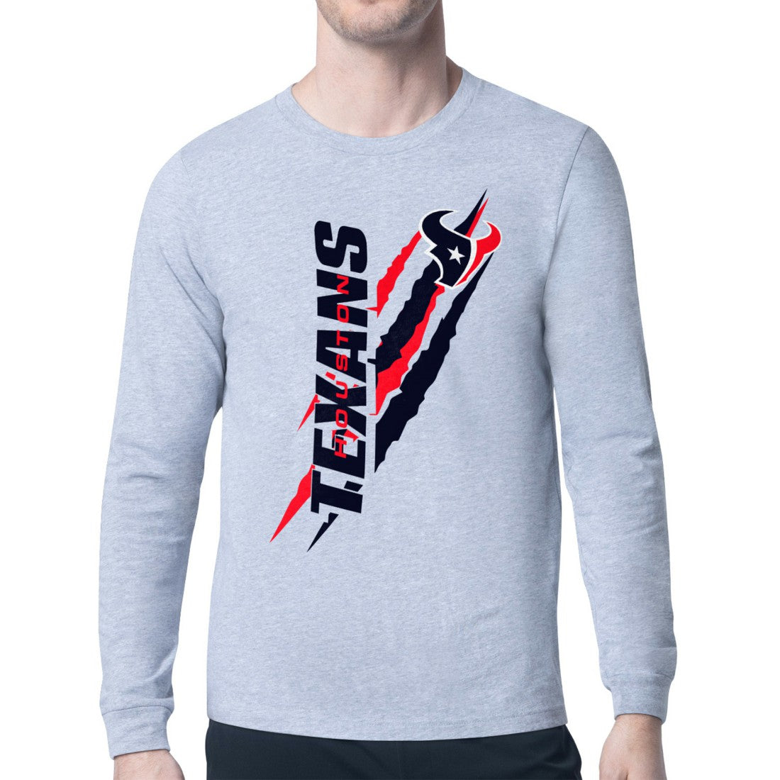 Houston Texans Starter Color Scratch Long Sleeve T-Shirt - Heather Gray T-shirts