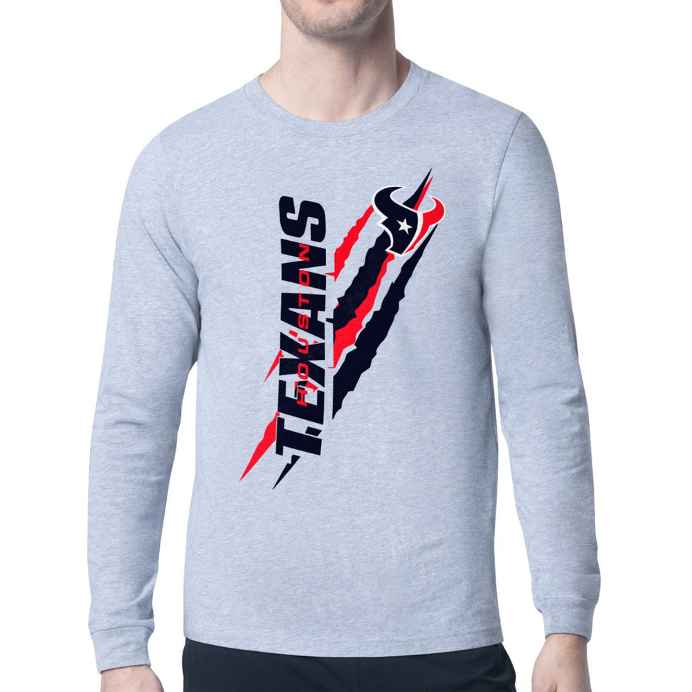 Houston Texans Starter Color Scratch Long Sleeve T-Shirt - Heather Gray T-shirts