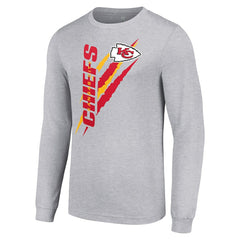 Kansas City Chiefs Starter Color Scratch Long Sleeve T-Shirt - Heather Gray T-shirts
