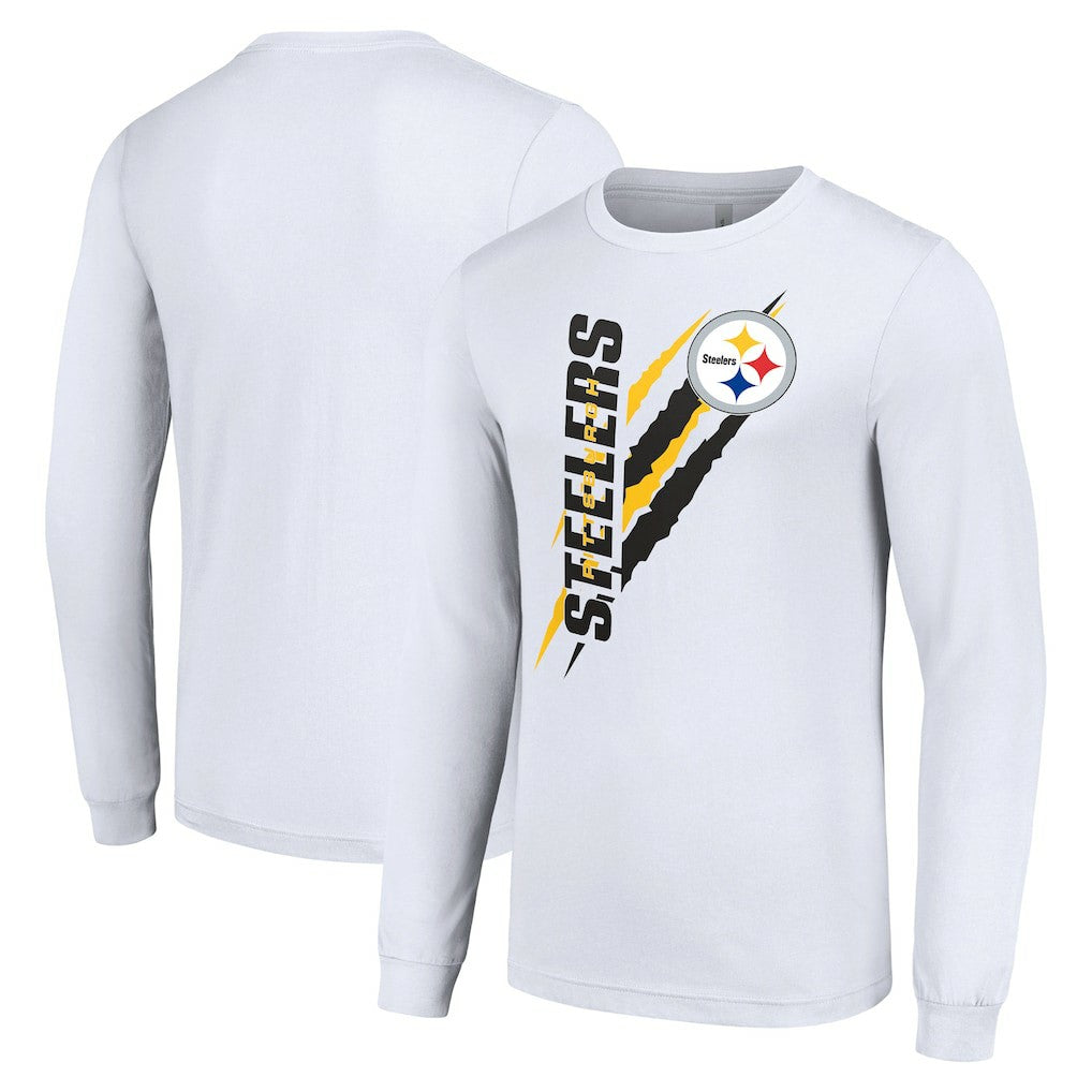 Pittsburgh Steelers Starter Color Scratch Long Sleeve T-Shirt - White T-shirts